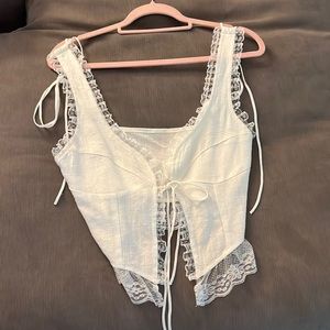 White lace crop tank